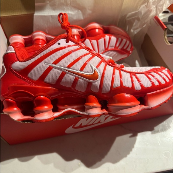 Nike Shox Red and White Sneakers - Picture 3 of 5